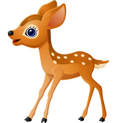 Cute Baby Deer Cartoon On White Background