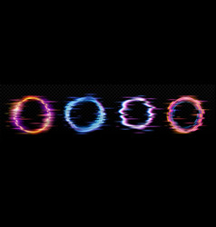 Neon Glowing Circle Frame With Glitch Effect