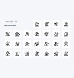 25 Female Avatar Line Icon Pack