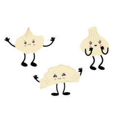 A Set Of Cute Dumplings In The Style Of Kawaii