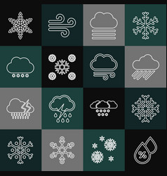 Set Line Water Drop Percentage Snowflake Cloud