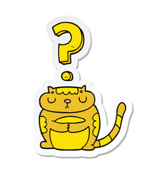 Sticker Of A Cartoon Cat With Question Mark