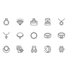 Jewelry Flat Line Icons Set