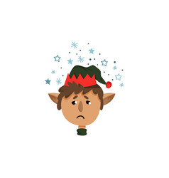 Sad Christmas Elf Character In Green Hat