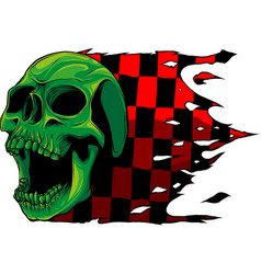 Skull With Race Flag On White