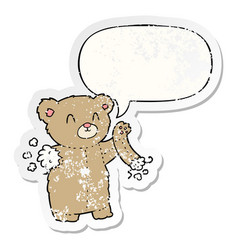 Cartoon Teddy Bear And Torn Arm And Speech Bubble