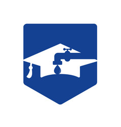 Faucet And Graduation Cap Icon Logo Design