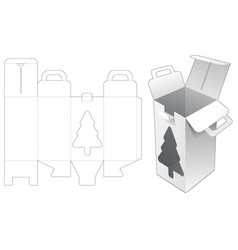 Handle Tall Box With Christmas Tree Shape Die Cut