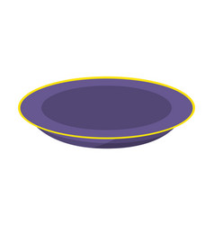 Purple Plate Yellow Rim White Background Simple