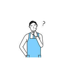 A Senior Man In An Apron With Questions