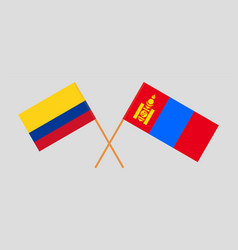 Crossed Flags Of Colombia And Mongolia