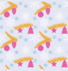 Seamless Pattern With Christmas Toys And Fir