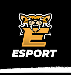 Tiger Mascot Sport Logo Letter E Logo Design