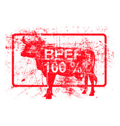 Beef 100 Per Cent - Red Rubber Grungy Stamp