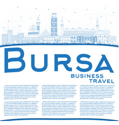 Outline Bursa Turkey City Skyline With Blue