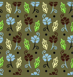 Small Flower On Olive Drab For Textile Print