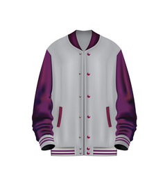 Realistic White And Purple Baseball Jacket