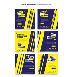 Social Media Post Template With Blue Yellow