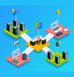 Data Center Isometric Composition