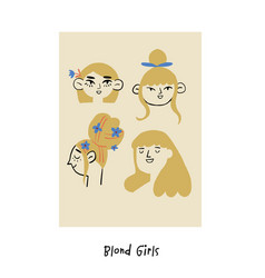 Poster With Girls Portraits Blond Hair