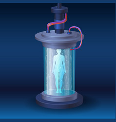 Sci-fi Teleport With Human Body Silhouette Cryo