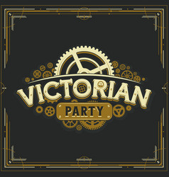 Steampunk Party Golden Logo Design Victorian