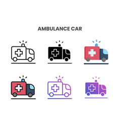 Ambulance Car Icons Set With Different Styles