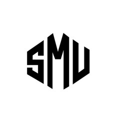 Smu Letter Logo Design With Polygon Shape