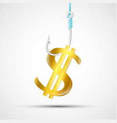 Us Dollar Sign Hanging On A Fishing Hook