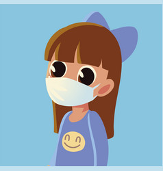 Back To School Girl Kid With Medical Mask