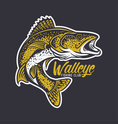 Walleye Fishing Club Logo In Black Background