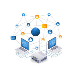 World Internet Usage Network Concept Flat