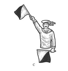 Flag Semaphore Letter C Sketch