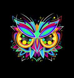 Owl Abstract Neon Graphic Portrait