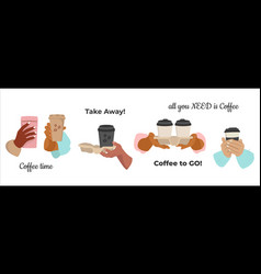 Set Of Hands People Holding Coffee Cups