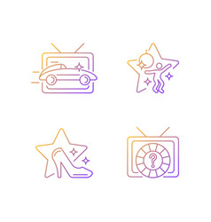 Tv Genres Gradient Linear Icons Set