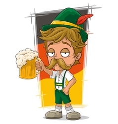 Cartoon bald bavarian with beer Royalty Free Vector Image