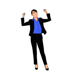 Business Woman Celebrating Success With Arms Up