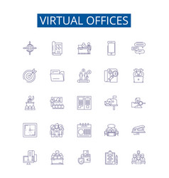 Virtual Offices Line Icons Signs Set Design