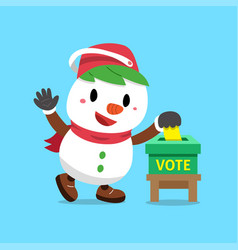 Cartoon Christmas Snowman Putting Voting Paper