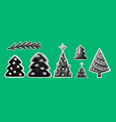 Christmas Tree Trendy Halftone Icons Collage