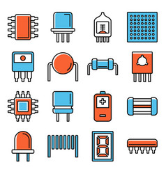 Electronics Components Icons Set On White