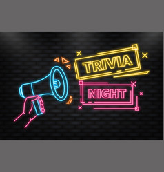 Neon Icon Trivia Night Banner In Flat Style