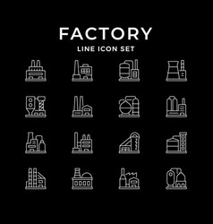 Set Line Icons Of Factory Or Plant