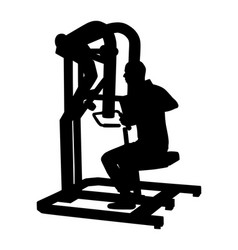 Sport Man Exercises In Gym On Machine Silhouette