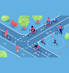 Bicycle City Isometric Composition