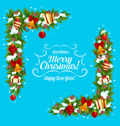 christmas-frame-with-xmas-garland-greeting-card-vector-image