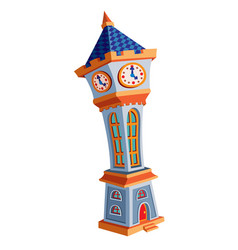 City Clock Tower Tilted Cartoon Isolated Object