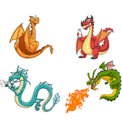 Cute Dragon Cartoon Characters Collection Set