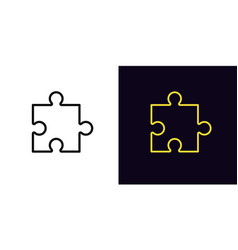 Outline Puzzle Part Icon With Editable Stroke